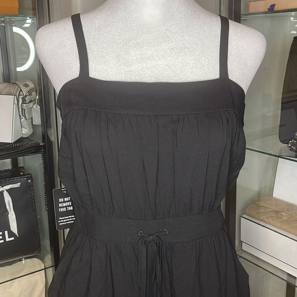 EXPRESS Empire Waist Drawstring Jumpsuit in Black - Picture 2 of 5